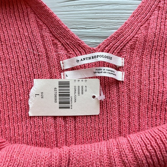 NWT By Anthropologie Sweater Tank Coral size L - Picture 2 of 2